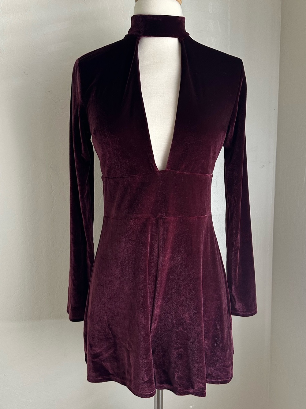 Express Velvet Deep-V Playsuit